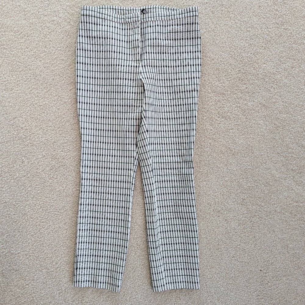 Checkered straight leg stretchy work pants
